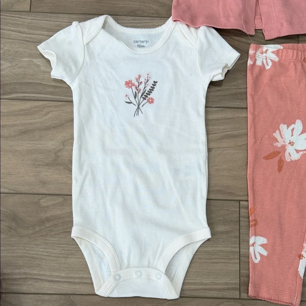 Carter's Coral and White Baby Outfit Set